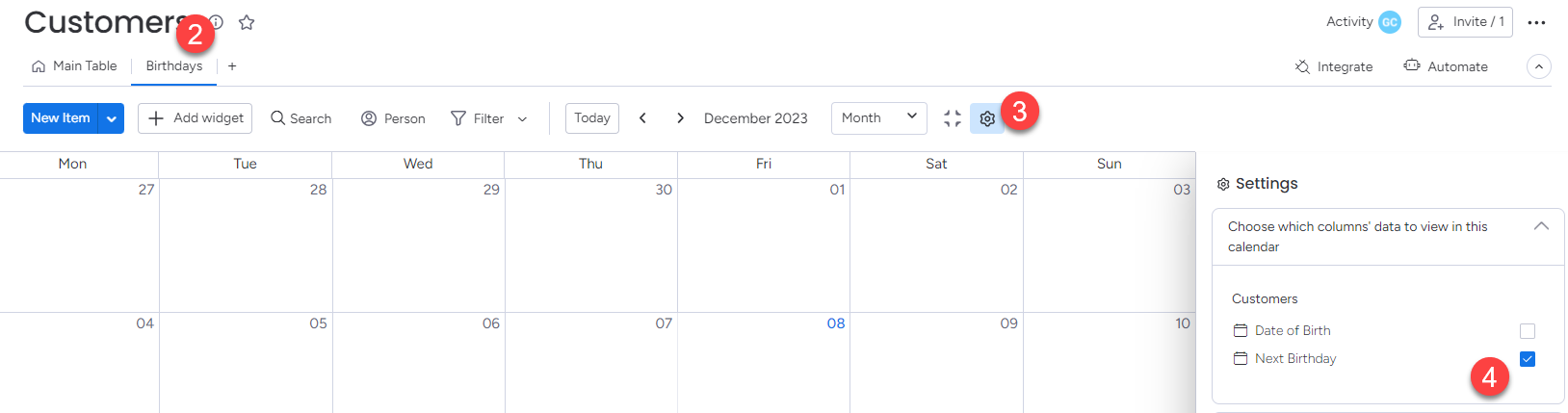 Configure the calendar
